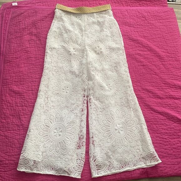 Zimmermann lace White Wide-Leg Pants, US6 - Picture 9 of 11